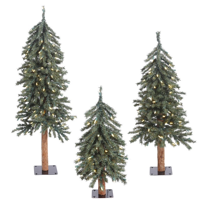 The Holiday Aisle® Natural Bark Alpine 3 Piece Artificial Christmas